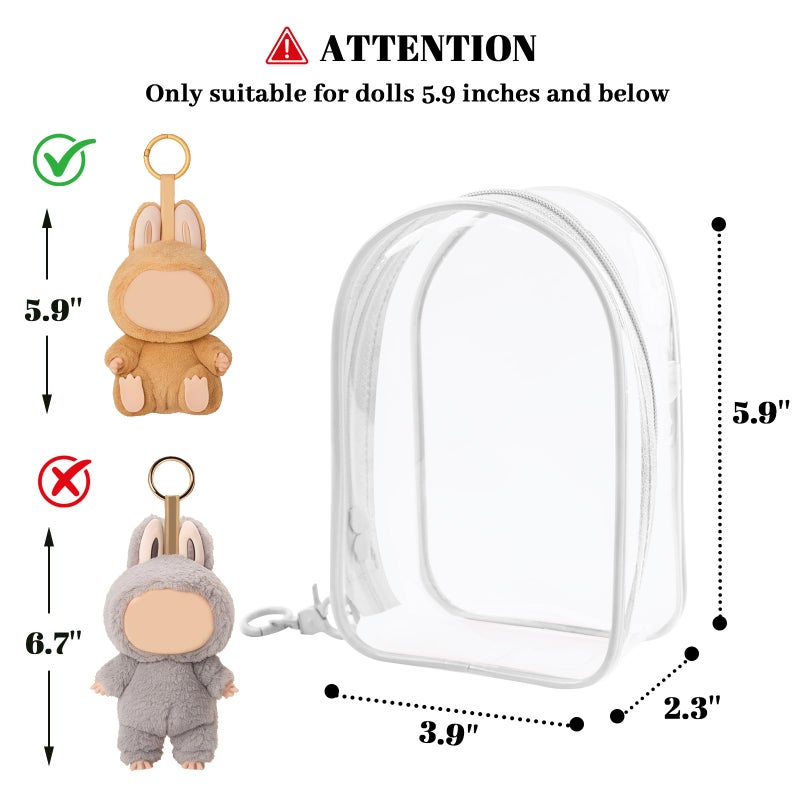 NZNDB Protective Case for Plush Doll, Clear Hanging Display Cases, Crossbody Doll Storage Bag, PVC Storage Case Cover for Figures, Dolls (White) - Image 2
